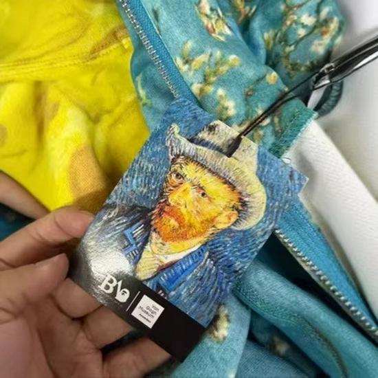 Ван Гог x BAPE 2025 Худи с акулой - Узор подсолнухи Японский тренд