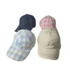 Plaid curved brim cap children's three-dimensional embroidery bow bright line design soft top big head sunshade baseball cap women