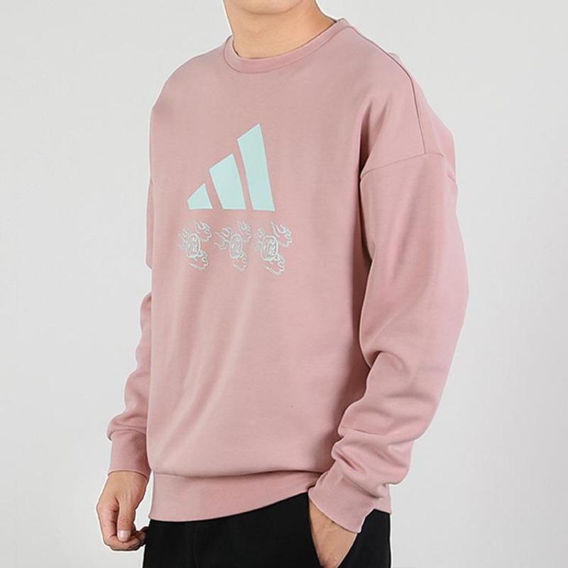 adidas Спортивная толстовка с круглым вырезом и длинными рукавами, мужские топы, розовые GM4447