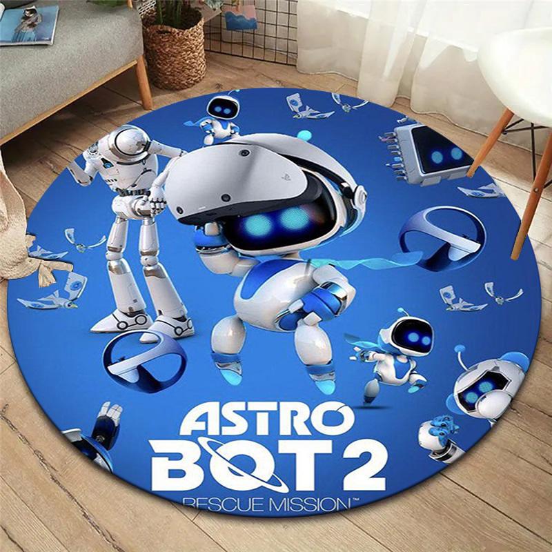 Круглый ковер ASTRO BOT, Ковер для гостиной, спальни, дивана, игровой комнаты, Декор, Нескользящий коврик для пола