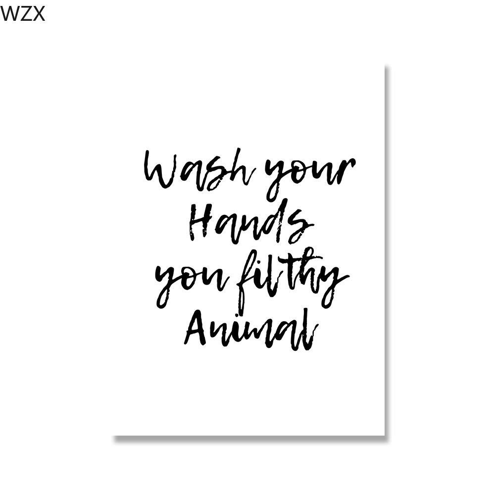 Туалет Холст Стена Скандинавское Искусство Плакат Печать Смешные Цитаты Ванная Комната Художественная Живопись Черно-Белая Типография Домашний Декор Без Рамки