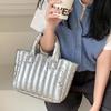 Large Capacity Quilted Tote Bag for Women Elegant Padded Solid Color Shoulder Bag for Vacation Casual Commuting Handbags