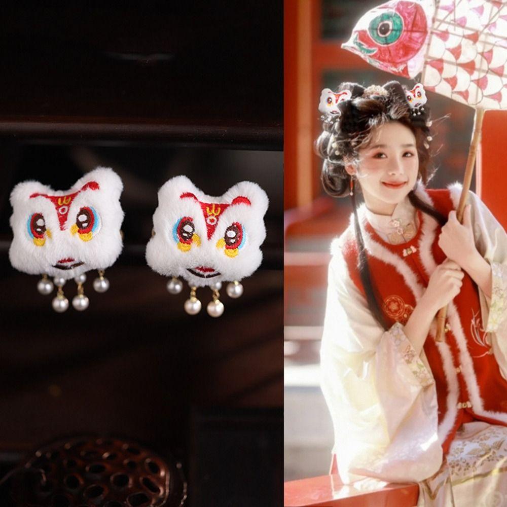 Embroidery Children Red Hairpin Tassel Ancient Style Hairpin Chinese New Year Headwear Girls