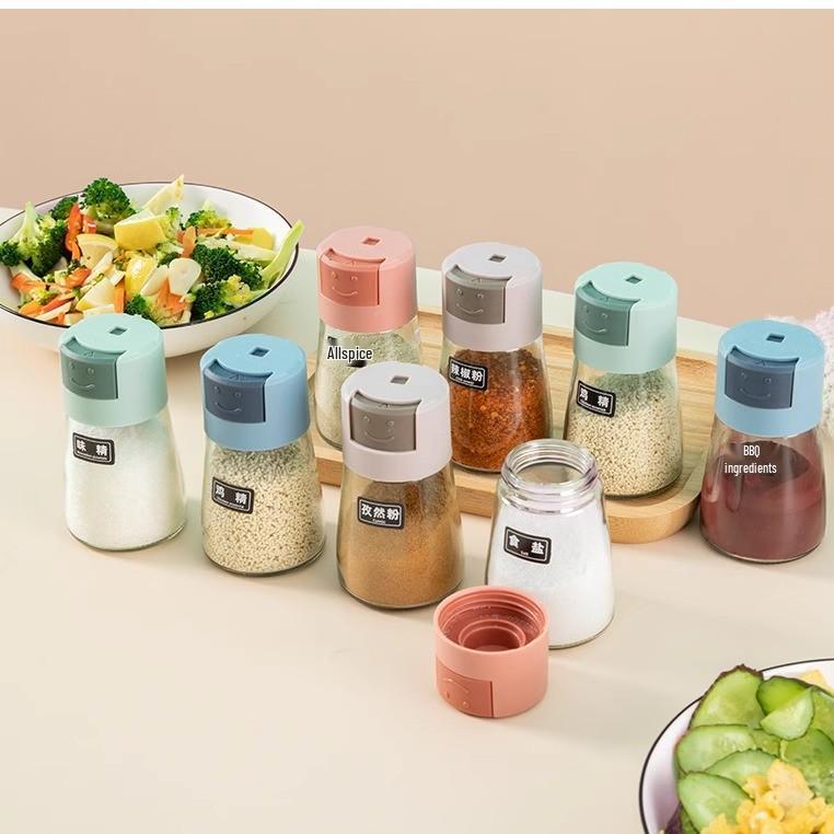 Newcomer Special: 5 Yuan Off - Press-Type Seasoning Jar for Kitchen, Sealed & Moisture-Proof Salt Control Bottle