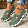 Women's Cut-out Sneakers Casual Breathable Slip On Walking Shoes Lightweight Outdoor Flat Shoes