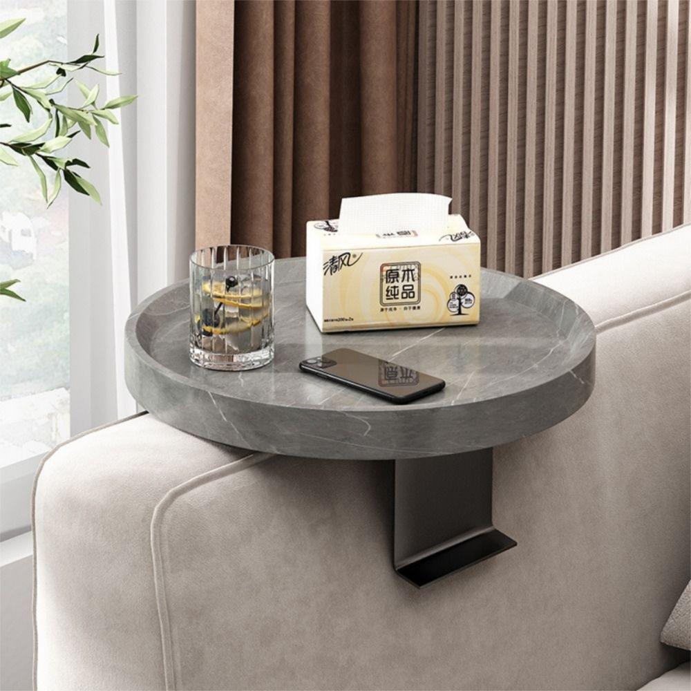 Round Wooden Mini Side Table Waterproof Couch Arm Side Holder Sofa Arm Rest Organizer Bedroom