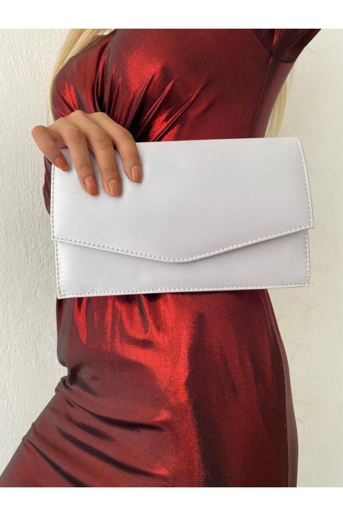 Women's Stylish and Useful Evening Dress Bag Satin Silver Evening Dress Bag Clutch Portfolio Strap Shoulder and Hand Bag 2023