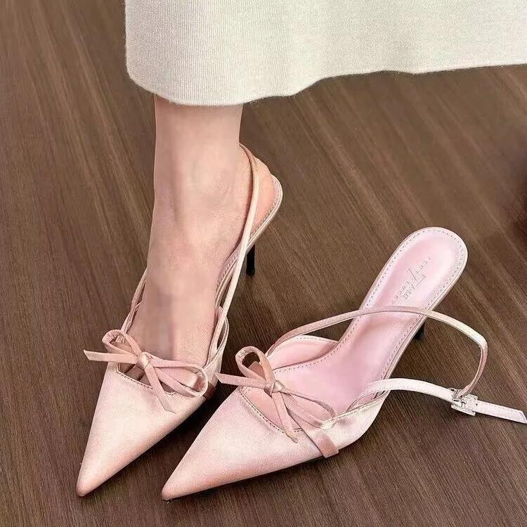 Woman Slingbacks High Heels Pumps Summer New Sexy Pointed Toe Thin High Heels Female Fashion Design Wedding Party Single Shoes