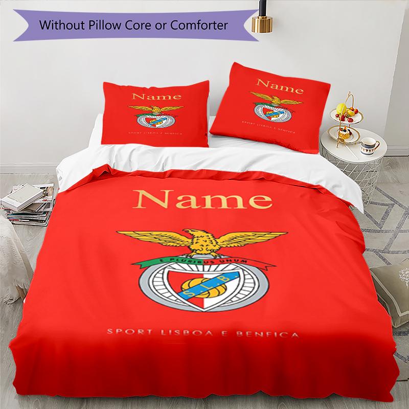 3Pcs Custom Name Benfica Bedding Set Duvet Cover Closure Includes 1Duvet Cover 2Pillowcases Soft And Comfortable For All Seasons