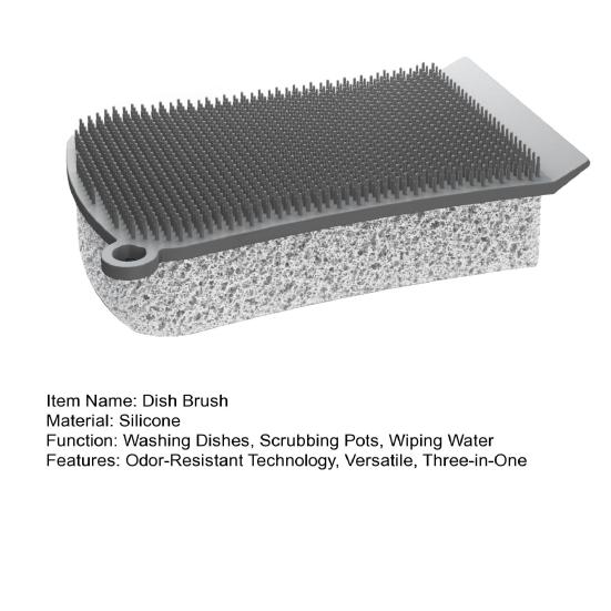 Силиконовая щетка для мытья посуды 3-в-1 Двусторонняя щетка для чистки Кастрюли Сковороды Раковины Устойчивая к запахам Щетка для мытья посуды Инструмент для мытья посуды