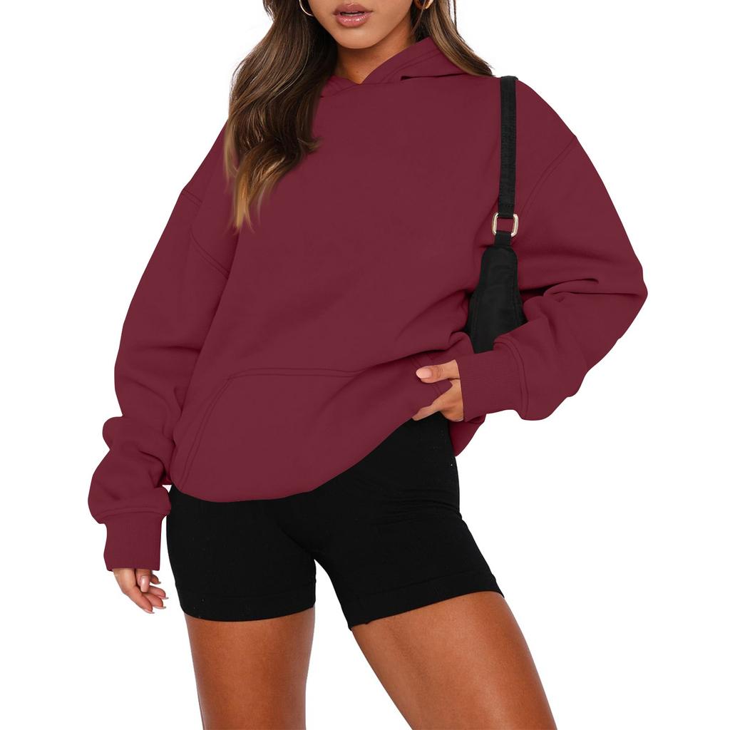 Женский свободный свитшот с круглым вырезом и длинными рукавами, повседневный свободный крой на шнурке