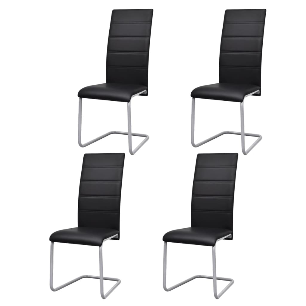 4 Piece Black Faux Leather Swivel Chairs