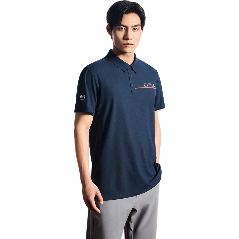 Anta Серия Training Letter Print Повседневная спортивная удобная быстросохнущая рубашка поло с коротким рукавом Мужские рубашки поло Базовая-черная 152437101-4