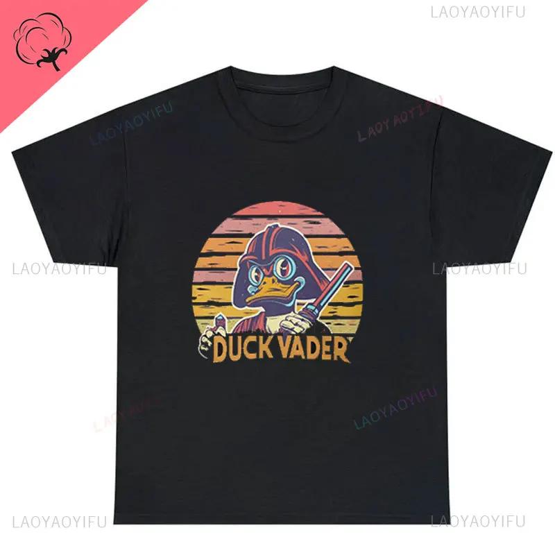 Vintage Ropa Hombre Duck Vader Funny T-Shirt Duck Darth Vader Parody High Quality Cotton Summer Hip-hop Men Streetwear Cotton
