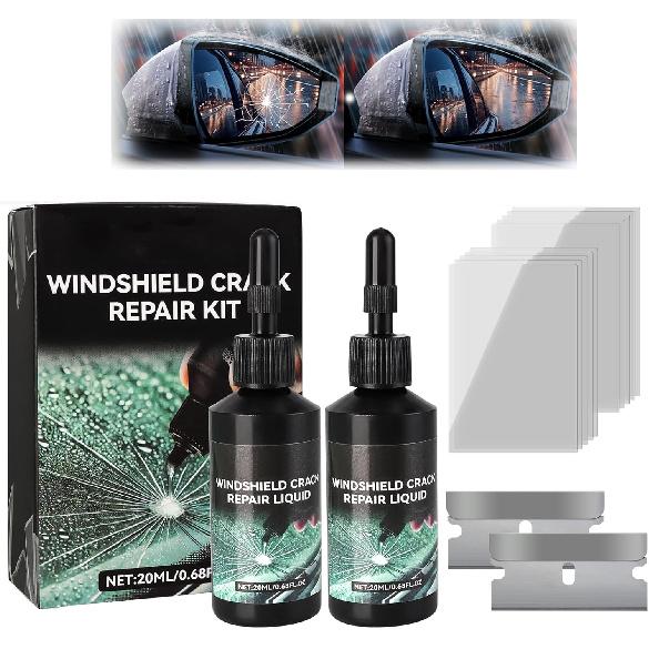 2 PCS Windshield Crack Repair Kit, Universal Cracks Gone Glass Repair Kit With Glass Crack Repair Fluid For Window & Windshield Chips & Cracks