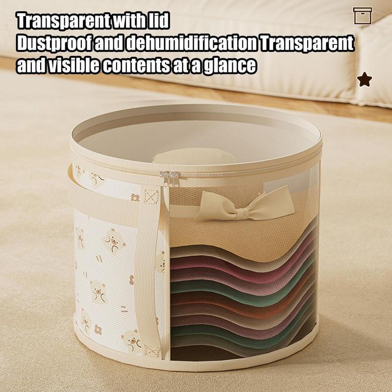 Round Hat Box Hat Storage Box Organizer Dustproof Foldable Portable Protective Transparent Carrier For Suitcase Closet Traveling