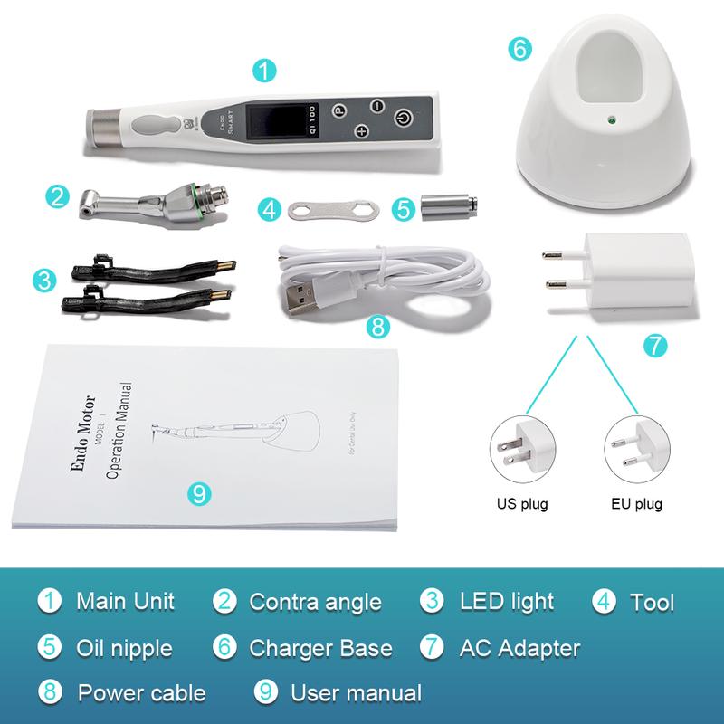 AI-Endo-MT Dental Smart Wireless Endo Motor With LED Lamp 16:1 Standard Contra Angle Handpiece Endodontic Root Canal Treatment
