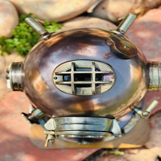 Шлем для подводного плавания коммандос с подставкой Шлем для подводного плавания с аквалангом Шлем ВМС США для дайверов Mark V Морской шлем для глубоководного дайвинга Темно-коричневый шлем для подводного плавания