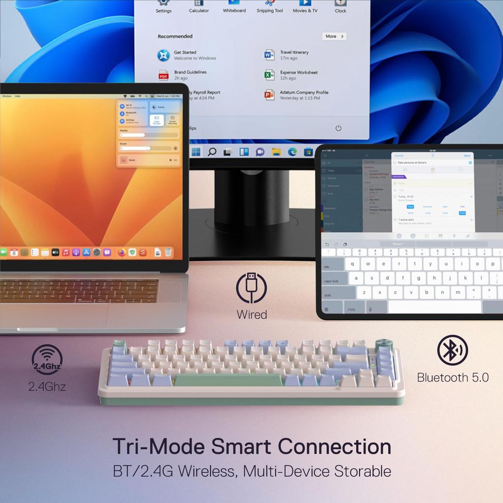 Redragon K673 PRO Wireless Gasket RGB Gaming 81 Keys Compact Mechanical Keyboard Dedicated Knob Control Sound Absorbing Linear Red Switch 75%