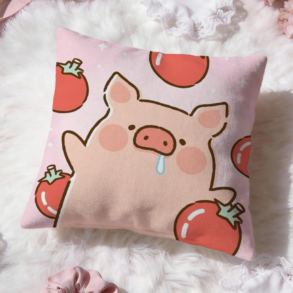 Cartoon L-Lulu Pig Pink Cushion Cover Premium Comfort Reversible Pillow Cove -Two in One Design for Any Room & Car Interior