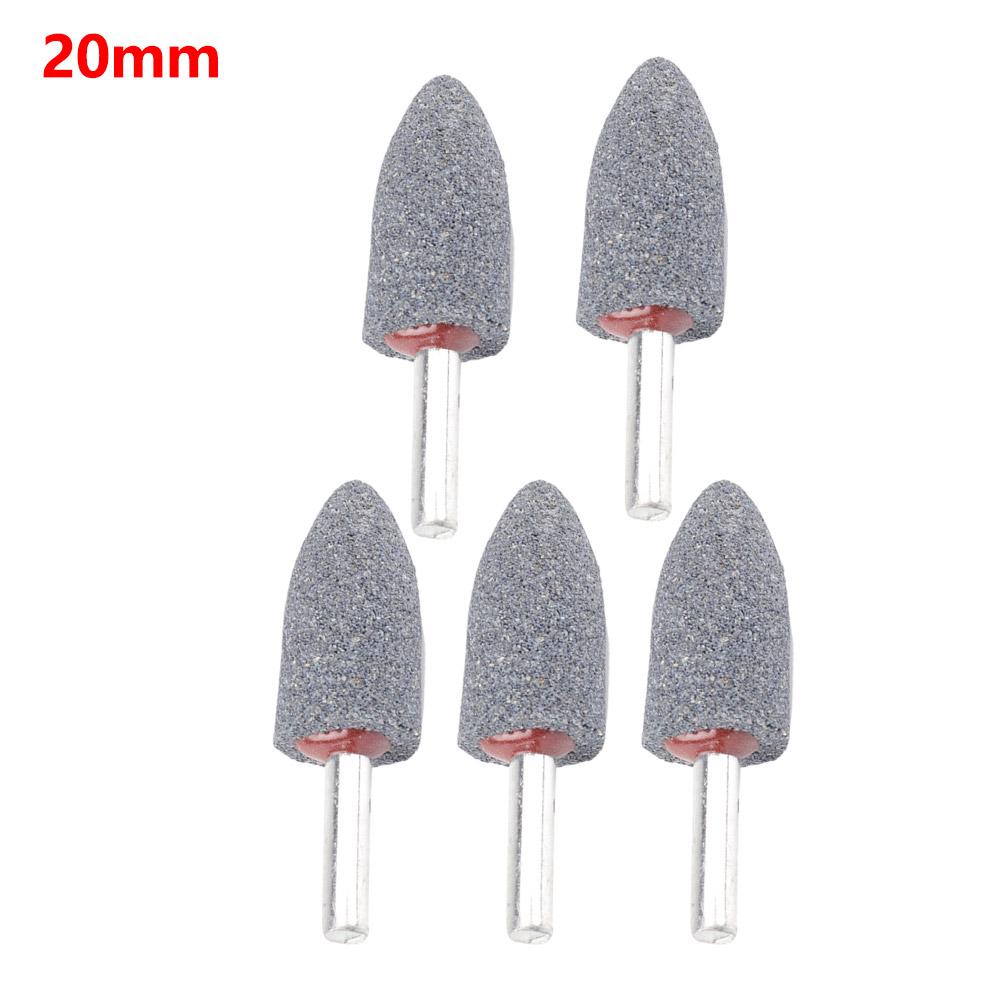 5PCS 6mm Round Shank Grinding Heads Brown Corundum Material Cylindrical and Conical for Metal Wood Bearings and Gemstone Use