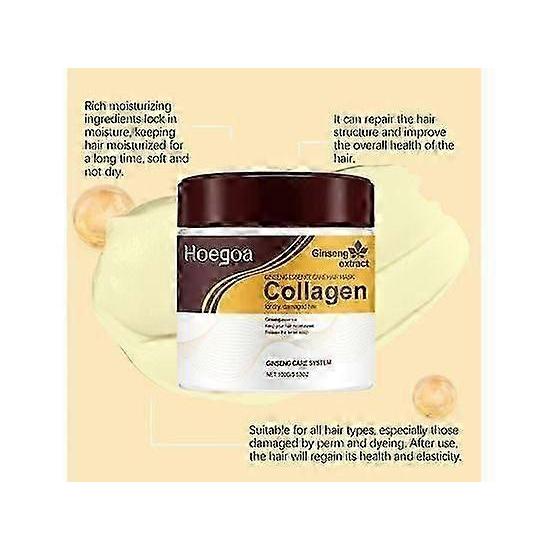 Ginseng Essence Hair Mask, Collagen Hair Mask with Argan Oil, Deep Repair Conditioning Nourishing for Frizz, Dry and Damaged Hair
