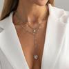 European and American commuter thin chains stacked with long love-shaped necklaces, retro French micro-diamond collarbone chain necklaces