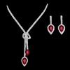 Europe and the United States popular bride jewelry gemstone water drop necklace earrings red series bright diamond jewelry set
