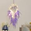 Dinosaur Dream Catcher Ornament Kids Faux LED Light Feather Dream Catcher Handmade Home Decor Birthday Gift