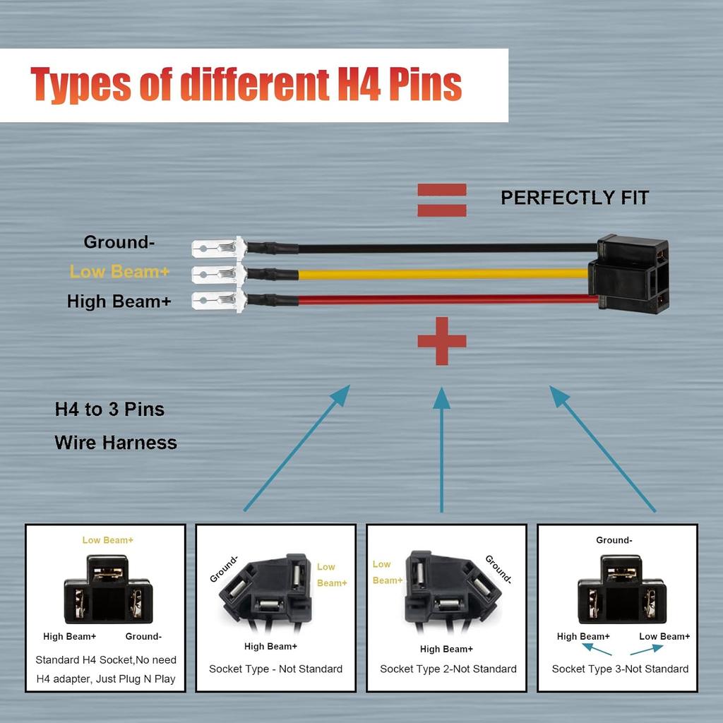 H4 9003 Светодиодная фара Жгут проводов Разъемы H4 на 3-контактный адаптер провода Для фар 4"X6" 7"X6" 5"X7" 6"X8" HB2 Автомобиль Грузовик Пикап Сверхпрочный Лодка