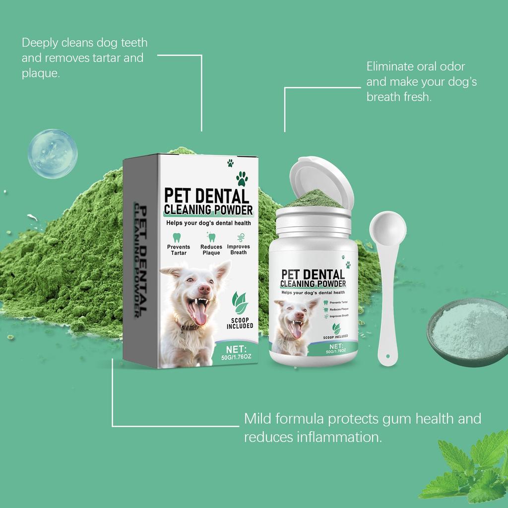 Порошок для чистки зубов для собак, зубной порошок для собак, порошок для домашних животных, освежитель дыхания для собак, уменьшает налет и зубной камень.