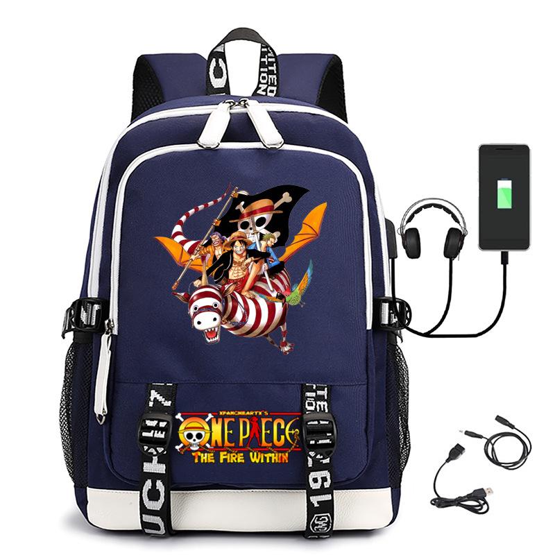 Хит продаж Рюкзак ONE PIECE Луффи с USB-зарядкой, большая вместимость