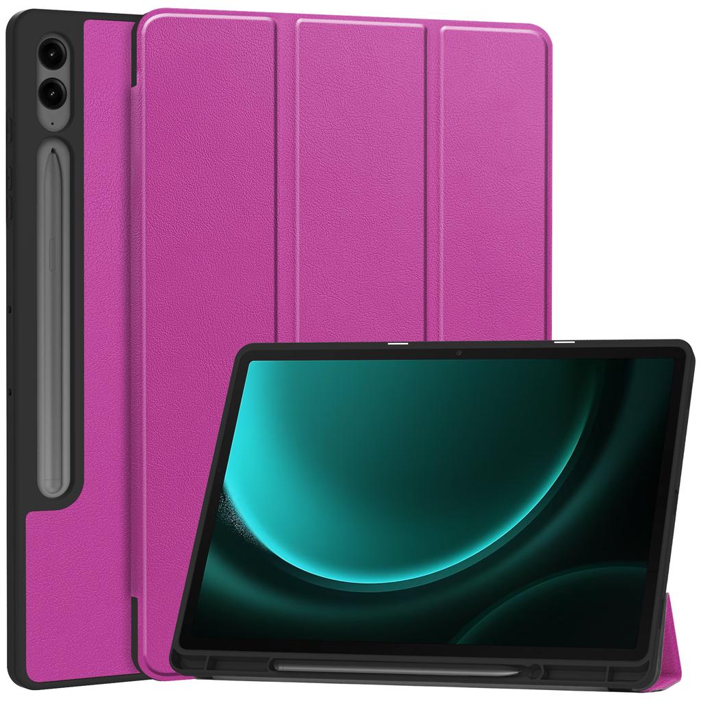 For Samsung Galaxy Tab S10+ Case PU Leather+TPU Trifold Stand Tablet Cover with Pencil Holder