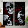 Blackout Insulation Curtains Floral Skull Print Curtains Suitable for Halloween Restaurant Living Room Party Decoration Curtains