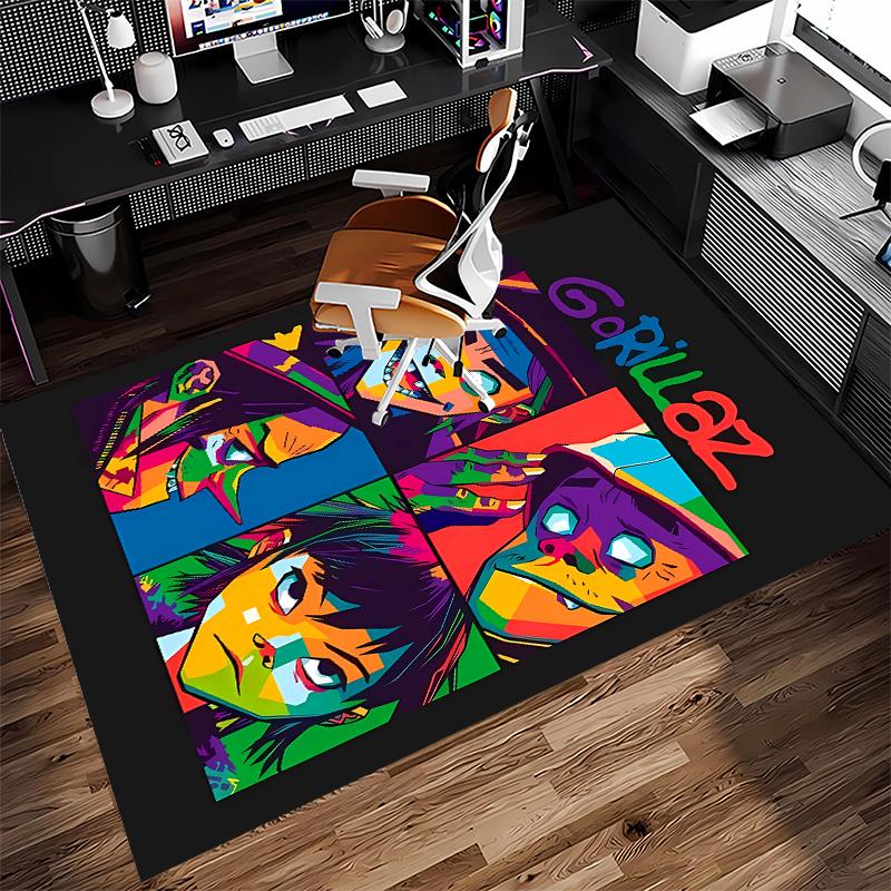 Gorillaz band Print Area Rug - Soft, Washable Non-Slip Indoor Mat for Office Chairs, Living Room, Home Office Decorative Rug