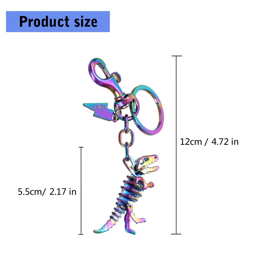 Colorful Alloy Dinosaur Bone Keyring Eye Catching Metal Keychain Accessory Fashionable Bag Charm Ornament for Students