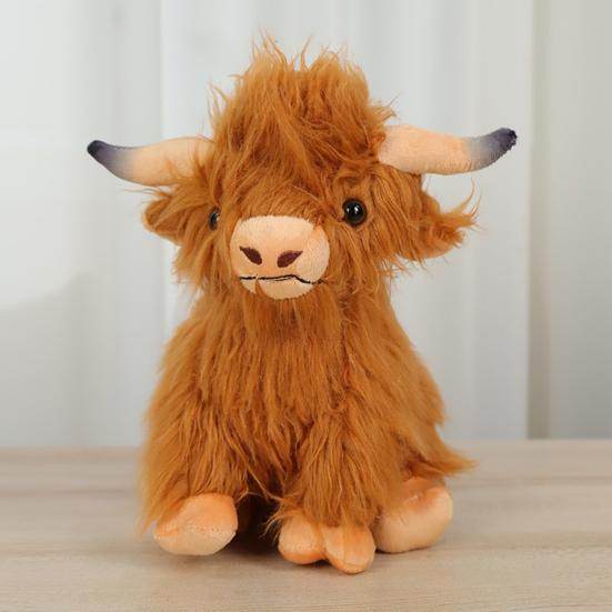 Cow Ornament Realistic Highland Cow Plush Toy Adorable Stuffed Animal for Home Farmhouse Desktop Decorations