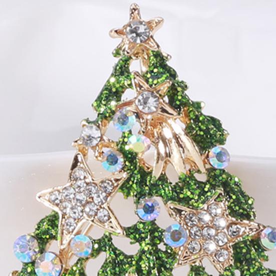 Рождественская брошь со стразами, портативные антикоррозийные ювелирные изделия, устойчивые к коррозии, высококачественная блестящая форма рождественской елки