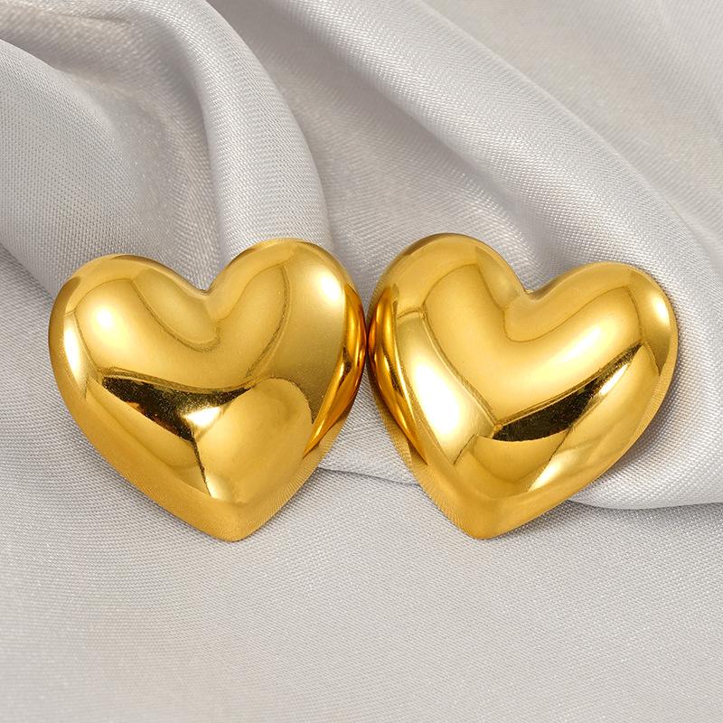 Серьги Metal sense из нержавеющей стали 18 карат, модные, универсальные, из титановой стали, персиковые, в форме сердца, серьги-гвоздики для женщин старшего возраста