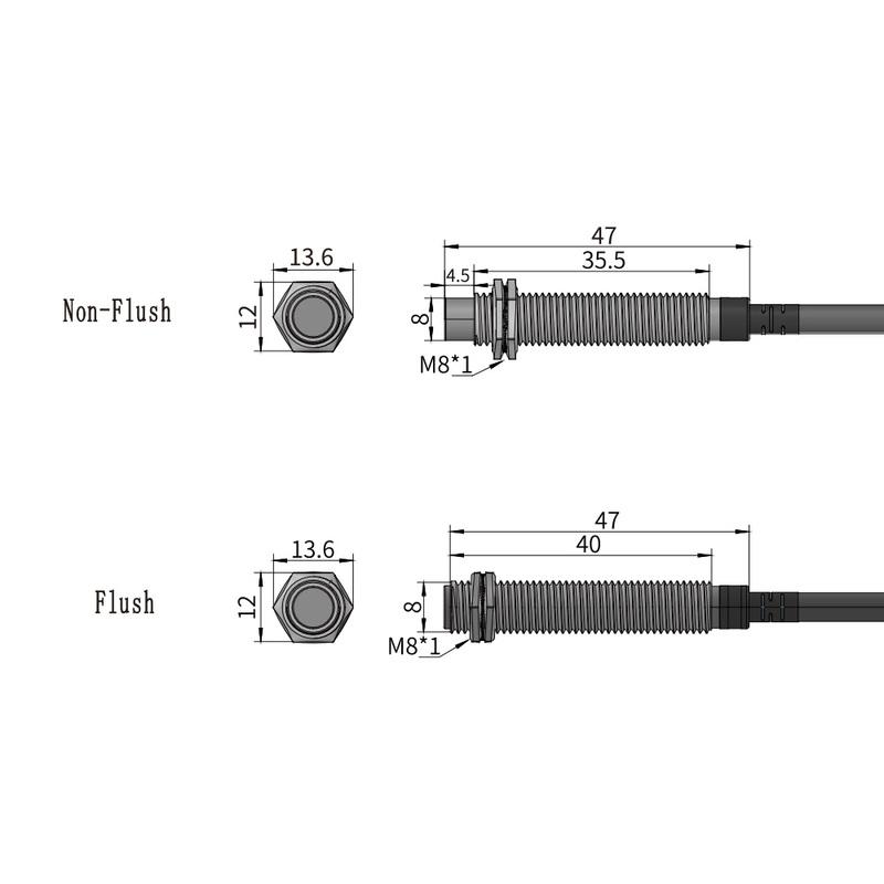 GTRIC Long Distance Proximity Sensor M8 10-30V NPN PNP NO NC Flush Non-Flush Sensing Range 2mm 4mm Inductive Switch