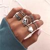 iF ME Punk Vintage Silver Color Poker Billiards Ring Set for Women Gothic Heart Anillos Hip Hop Y2k Korean Fashion Male Gift Jewelry