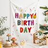 Minimalist Black White Happy Birthday Tapestry Party Backdrop for Kids Adults Birthday Decor Bedroom Photo Background