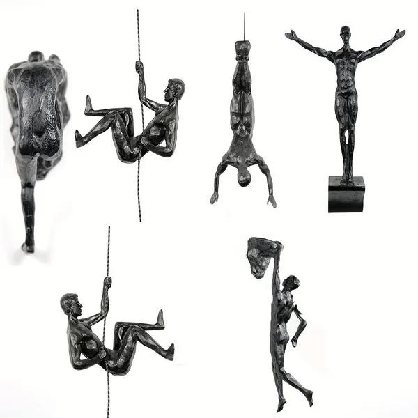 Athlete 6PCS Abstract Statue Resin Hanging Pendant Sports Man Sculpture Modern Rock Climbing Figures Ornament Wall Decoration