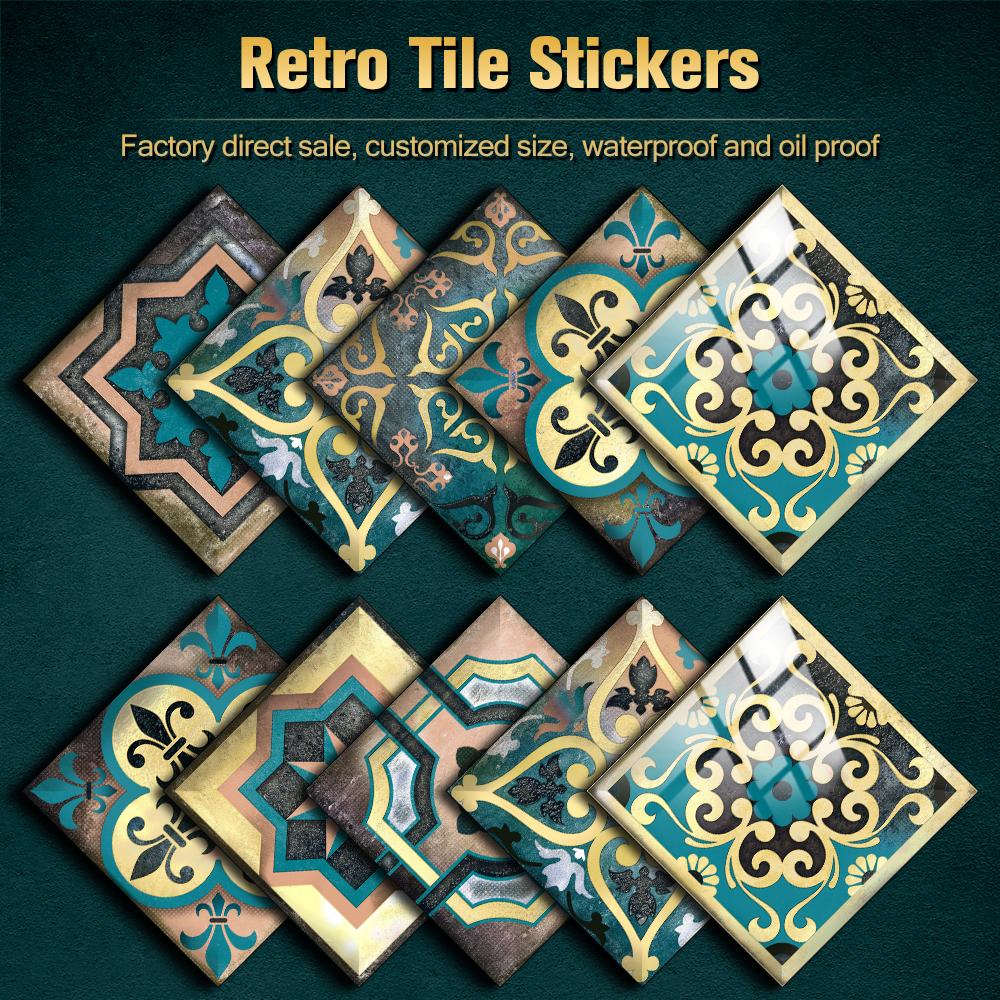 10 шт., настенная наклейка в стиле мандалы, кухонный фартук, маслостойкий шкаф, умывальник, пилинг и; Водонепроницаемые художественные наклейки на стены