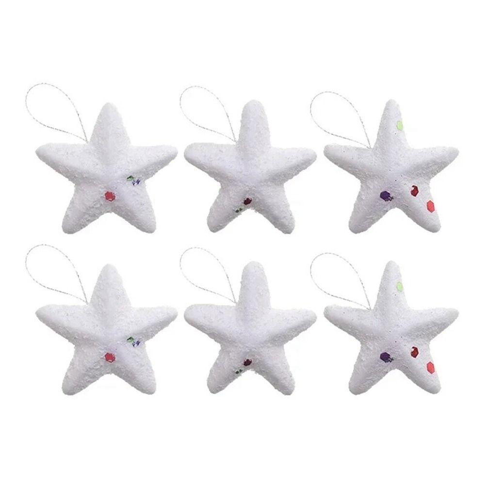 6Pcs/set Plastic Xmas Star Hanging Ornaments Cute Christmas Balls Pendants  Party Supplies