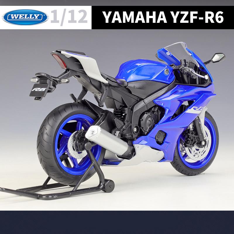 1/12 Scale Welly 2020 YAMAHA YZF-R6 Alloy Motorcycle Model Diecasts Metal Toy Vehicles Motorcycle Model High Simulation Collection Childrens Gifts