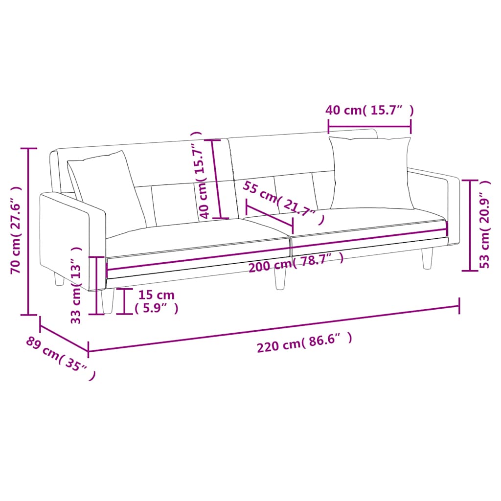 Sofa Bed with Cushions Dark Gray Fabric