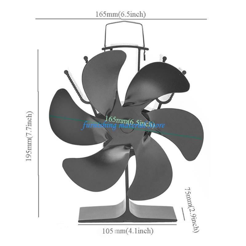 Y5GD Stove Fan 6-Blade Upgrade Heat Powered Fan for Ideal Gift for Your Home Family