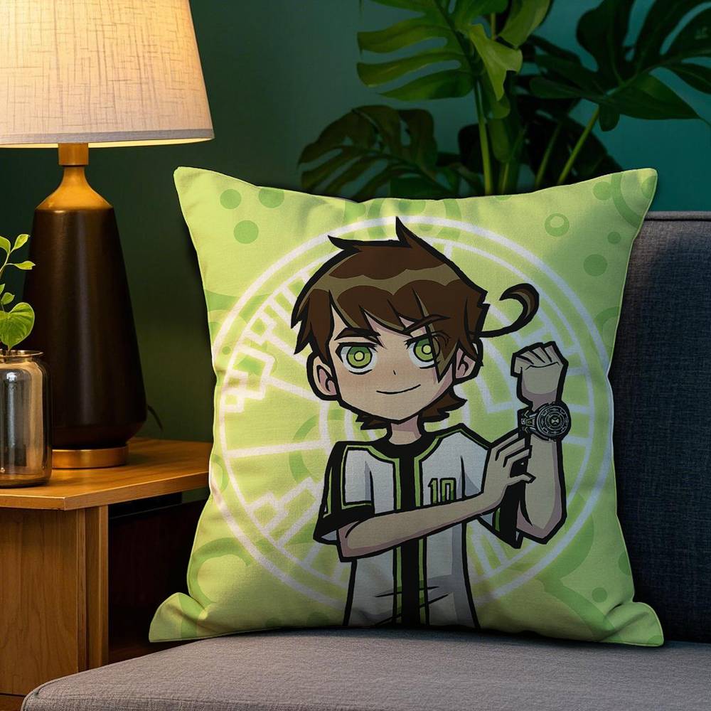 Наволочка с мультяшным персонажем Беном (B-Ben 10) для дивана, гостиной, спальни, двусторонняя печать, квадратная, для сна.