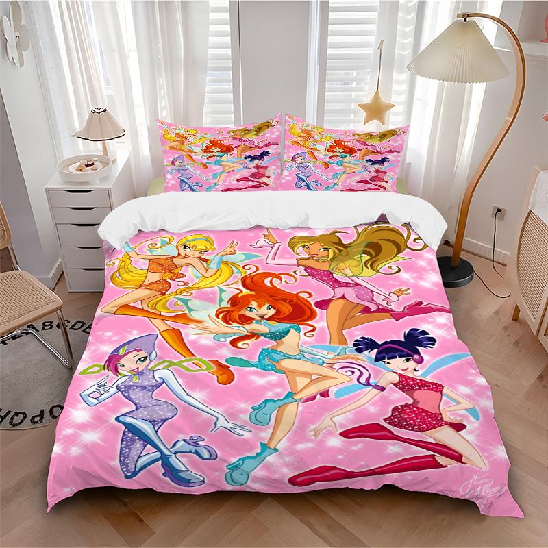 Magical Winx Adventure Print 3Pcs Bedding Setduvet Cover With 2 Bedropillowcase Home Birthday Gift